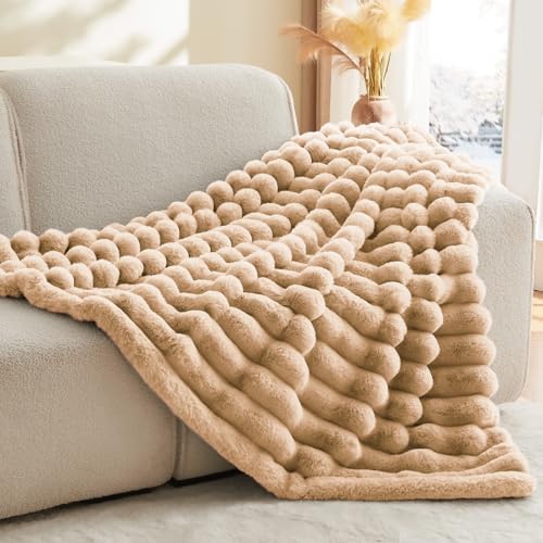 BEDELITE Faux Fur Throw Blanket for Couch, 770GSM, 60" x 80", Brown