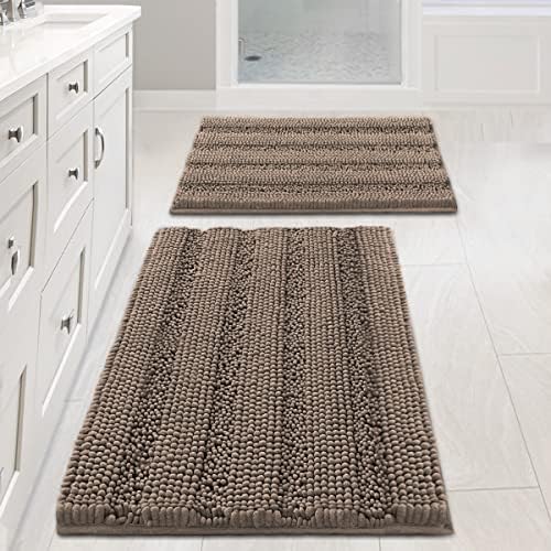 H.VERSAILTEX Bathroom Rugs Sets 2 Piece Non Slip Thick Shaggy Chenille