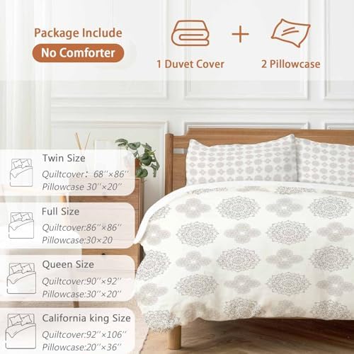Vintage Bohemia Bedding 3 Piece Duvet Cover Set Full Size, Gray