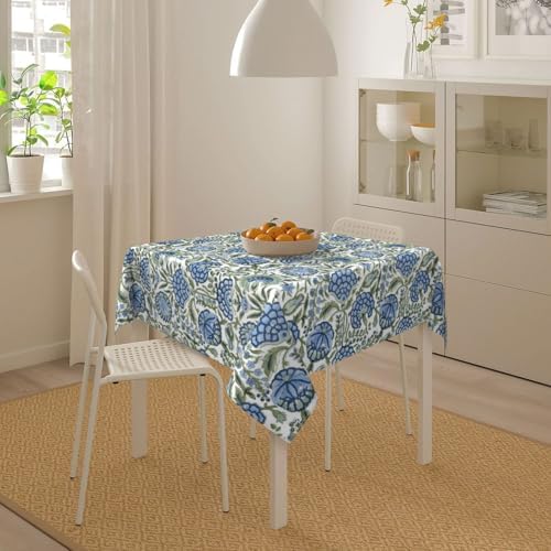 Boho Square Tablecloth 60x60 Inch Blue Green Vintage Floral Table