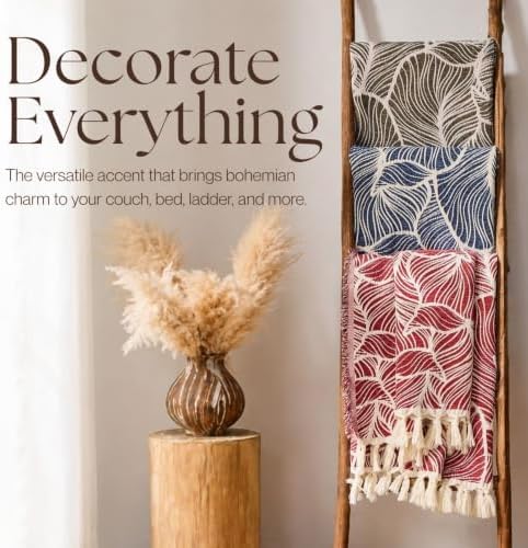 Chenille Throw Blanket Soft Tassel Lightweight, Wood Brown, King