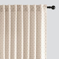 MIULEE Patterned Farmhouse Linen Curtains, Back Tab, 52Wx96L, Beige