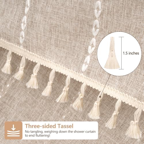 Seenus Boho Farmhouse Shower Curtain Heavyweight with Tassels