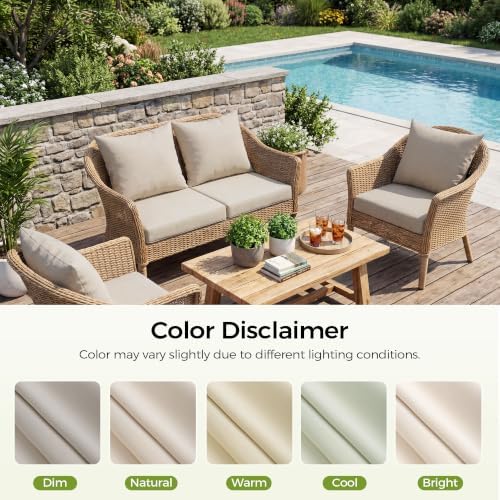 UNIKOME Outdoor Seat Cushions 24 X 24 Inch - Water-Resistant & Fade