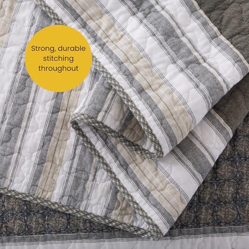 Soul & Lane - Madrona Cotton Quilt Set, Men's Bedding, King with 2