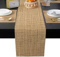 Brown Ochre Solid Color Table Mats Set of 6 with Table Runner