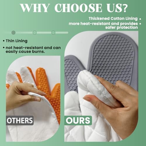 Silicone Oven Mitts Heat Resistant to 500oF - [Ultra Heat Resistant]