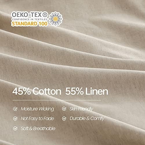 Simple&Opulence Linen Duvet Cover Set Queen, Linen Cotton Blend with