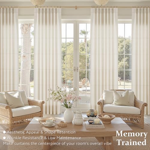 Nanspring Extra Long Linen Curtains 120 Inch 2 Panels Set for Living