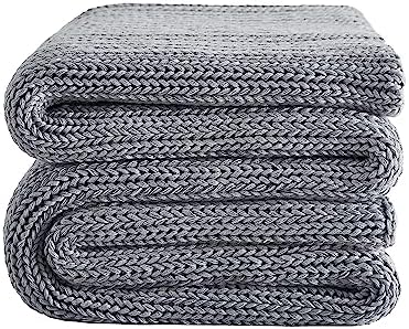 L'AGRATY Knitted Weighted Blanket - 48''x72'' 12lbs Cooling Chunky