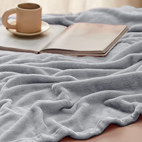Bedsure GentleSoft Fleece Blanket California King Light Grey