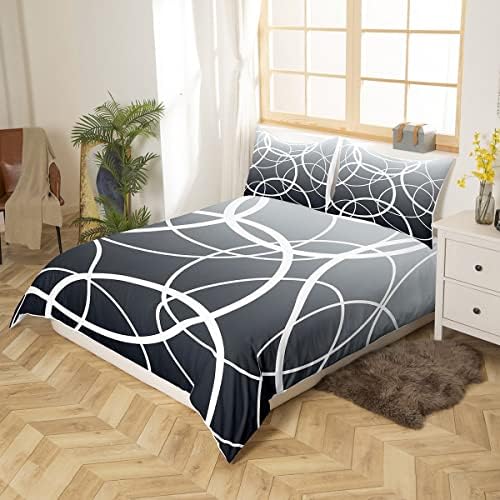 Gray Gradient Duvet Cover Queen Size,Geometric Circles Comforter Cover