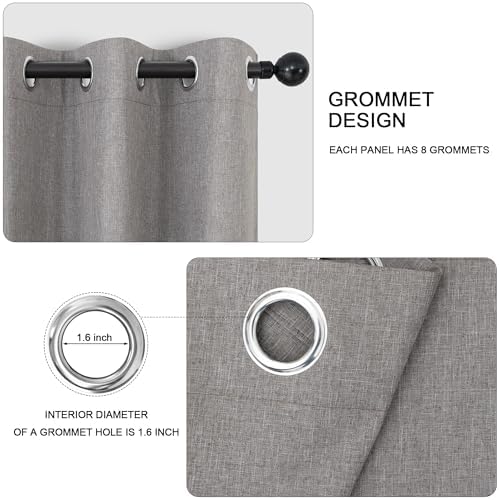Taupe Linen Blackout Curtains 84 Inch Length 2 Panels Set for Bedroom