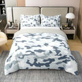 Manfei Grey Camouflage 100% Cotton Duvet Cover Set Minimalist Camo