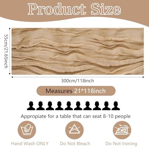 10 Pack Beige Cheesecloth Table Runner 10FT Boho Gauze Fabric Cheese