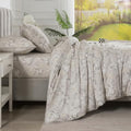 Gray-Beige Floral Duvet Cover Set Queen Size, 100% Cotton Percale