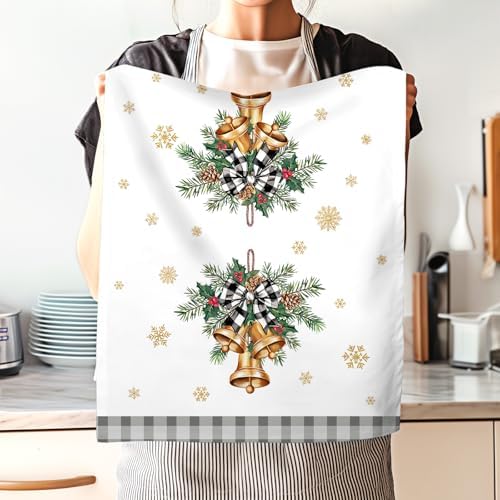 Winter Woodland Deer Tea Towels Set of 4, 100% Cotton