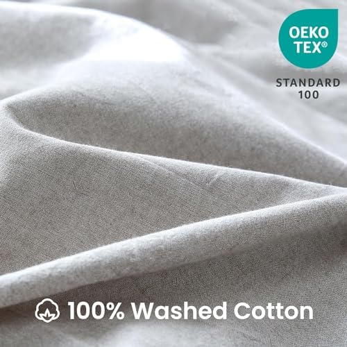 BISELINA 100% Washed Cotton Duvet Cover Set 2pcs with Bowknot Ties
