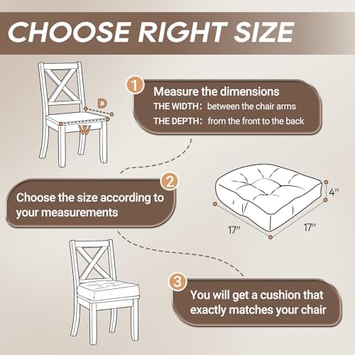 Basic Beyond Chair Cushions for Dining Chairs, Non-Slip Chair Pads
