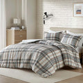 Intelligent Design Plaid Lodge Modern Tan/Gray Queen Duvet Cover Set