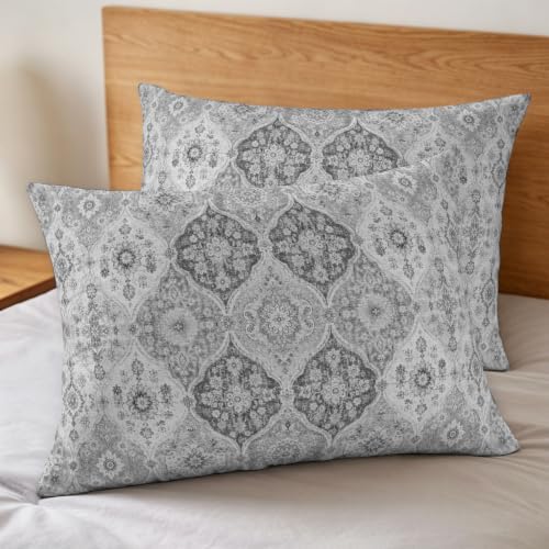 DecorLovee Grey Boho Duvet Cover Set 3 Pieces with Zipper Closure