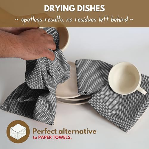 Native Fab 4 Pack Dotted Pattern Kitchen Dish Towels Cotton Super