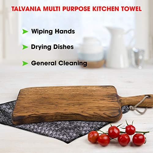Gray & White Kitchen Dish Towels, 100% Cotton Dobby Weave Terry Towel