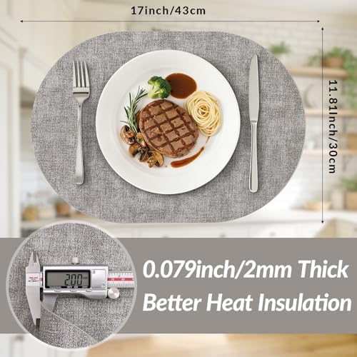 homing Heat Resistant Oval Placemats Set of 8, Light Grey