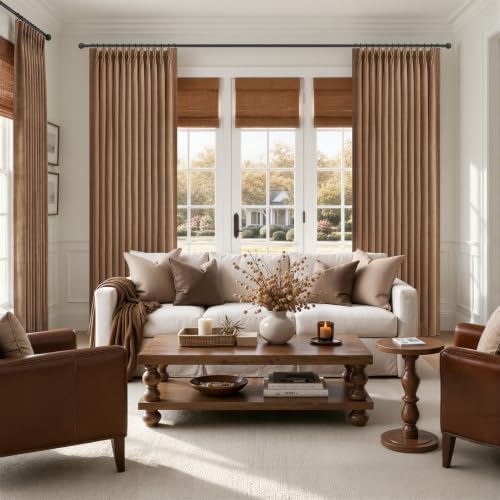 Rust Brown Curtains 84 Inches Long Pinch Pleat Blackout for