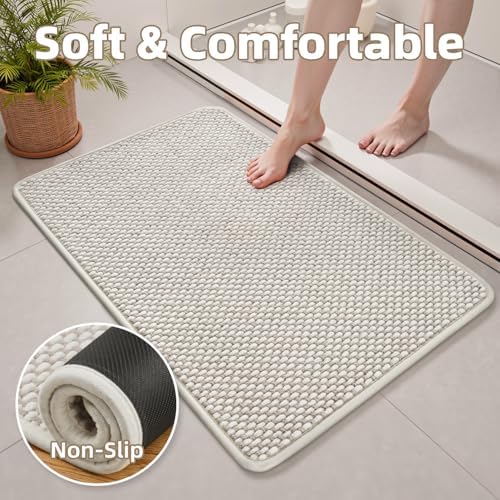 PADOOR-Bath Mat Runner-Super Absorbent Chenille Bathroom Mats-Rubber