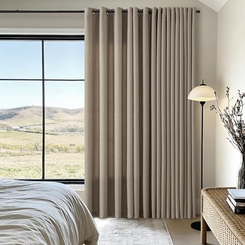 Taupe Bronze Grommet Semi Sheer Linen Privacy Curtains 96 Inch Long