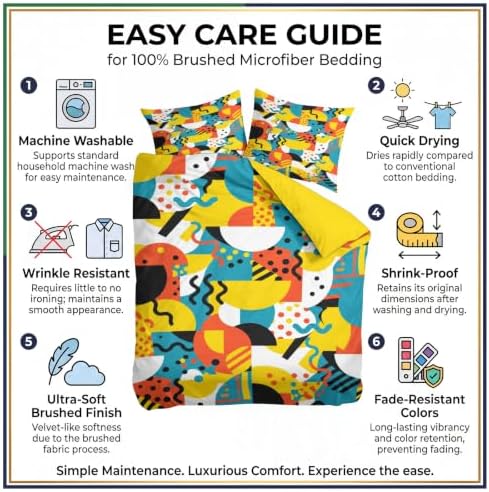 King Duvet Cover Set Soft Microfiber Memphis Geometry