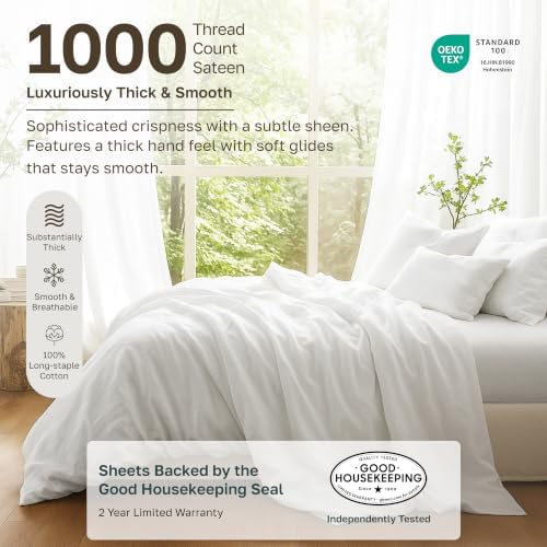California Design Den Luxury 1000 Thread Count King Size Bed Sheets