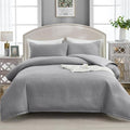 Stripe Quilted Duvet Cover Set, Soft Lightweight Coverlet, 3 Pieces