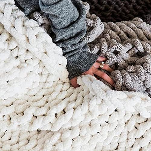 Chunky Knit Blanket Grey Chenille Yarn Tight Chunky Knit Throw Blanket