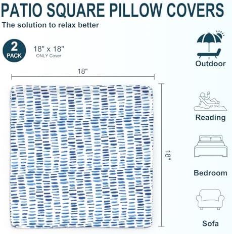 DYTXIII Pack of 2 Outdoor Waterproof Pillow Covers ONLY, 18"x18"