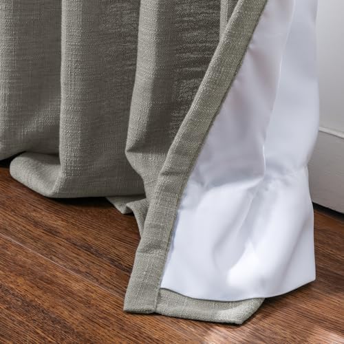 TWOPAGES Light Gray Blackout Thermal Insulated Curtain with White