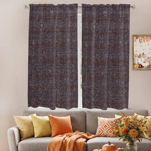 Brown Window Curtains 72 Inch Length, Farmhouse Vintage Chocolate