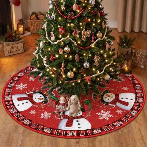 AVOIN colorlife 48 Inch Snowman Christmas Tree Skirt