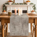 Vintage Beige Linen Texture Table Runner, Minimalist Brown Distressed