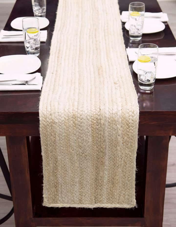 Handwoven Natural Jute Table Runner – Rustic Farmhouse Style, Natural