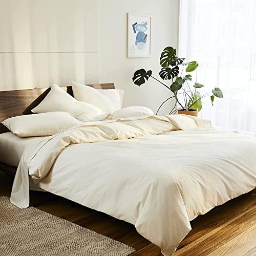 ARlinen Duvet Cover Twin 68X90 Size, Ivory Comforter Cover - Ultra