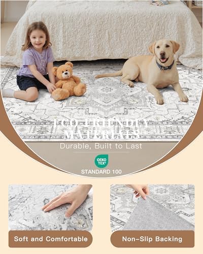 Madane Washable Runner Rug 2x6 Runners for Hallways Non Slip, Grey
