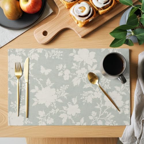 Round Placemats Set of 8 Fall Floral Place Mats Neutral Minimalist