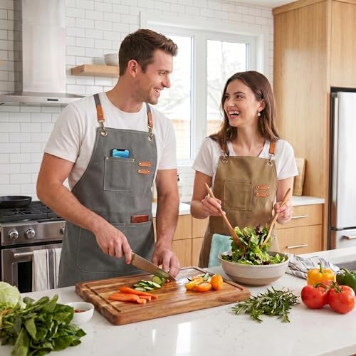 ZOMAO Chef Apron, Apron for Men Women with Adjustable Straps Cotton