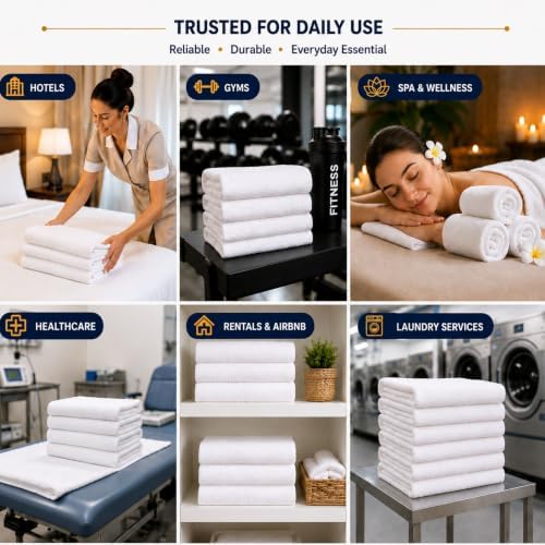 EcoLaire Washcloths Set of 60 (12x12 inches) White Premium Cotton