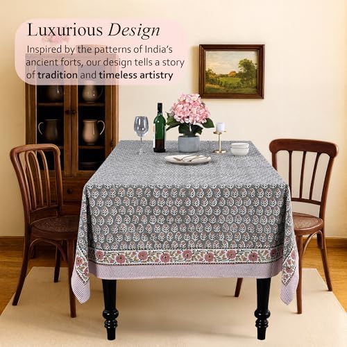 CPC Tablecloth 100% Cotton 60x60 Inch Indian Block Print Square Table