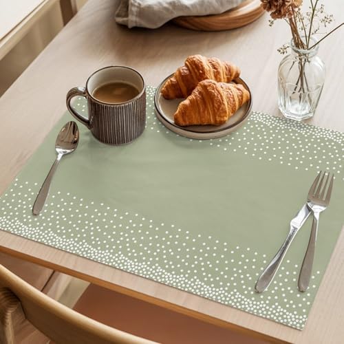 Round Placemats Set of 12 Sage Polka Dot Place Mats Minimalist Neutral