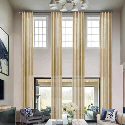 Frelement 108 Inch Length Extra Long Linen Curtains Light Filtering