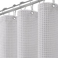 Waffle Weave Shower Curtain Heavyweight Cotton Fabric Light Grey